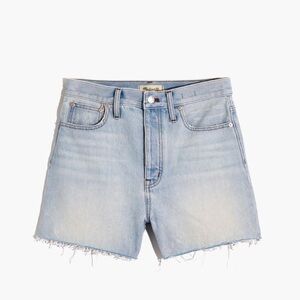 Madewell The Momjean Shorts Fitzgerald Wash Light Raw Edge High Waist‎ Button 25